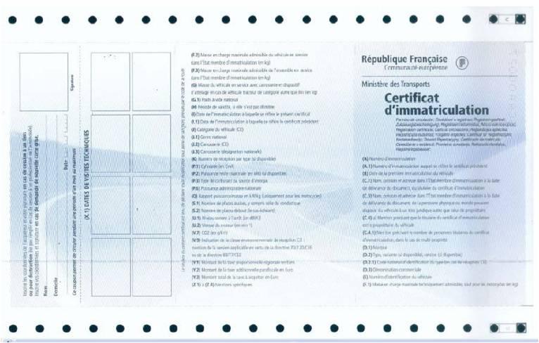 Visuel Certificat d'immatriculation